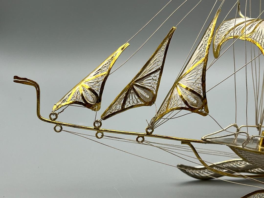 925刻印 銀製 シルバー 銀細工 船 ガラスケース ヨット重量約81g