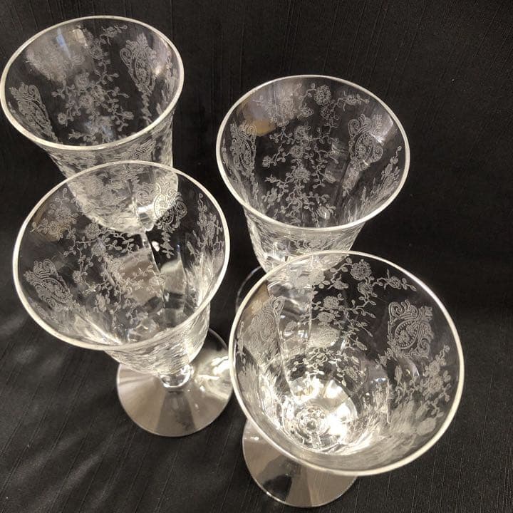 ケンブリッジ　ローズポイントのジュース　シャンパングラス4脚