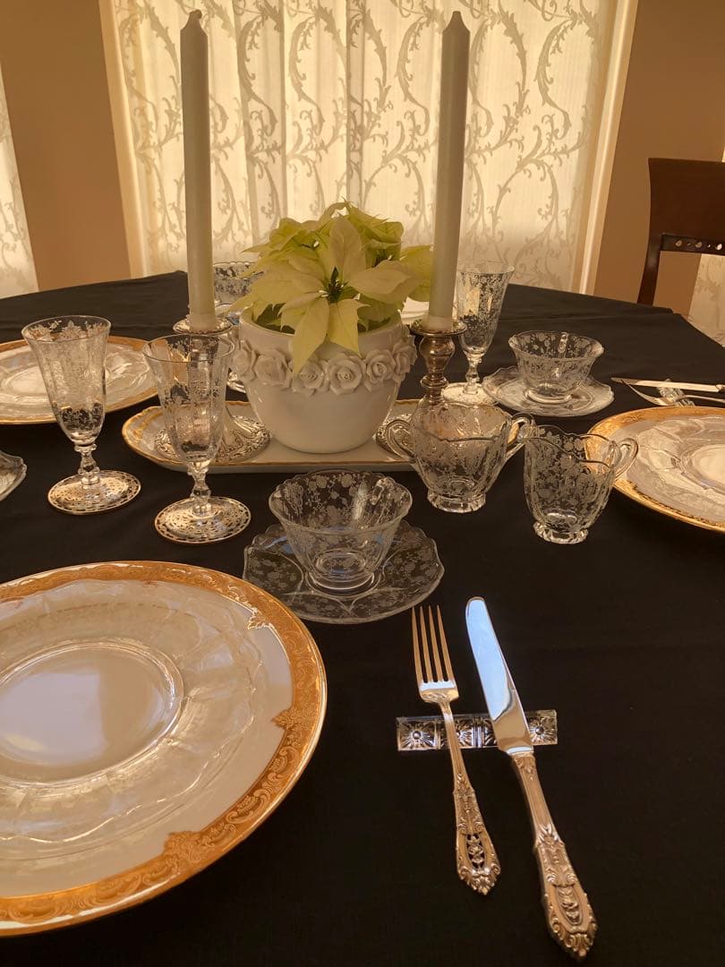 ケンブリッジ　ローズポイントのジュース　シャンパングラス4脚