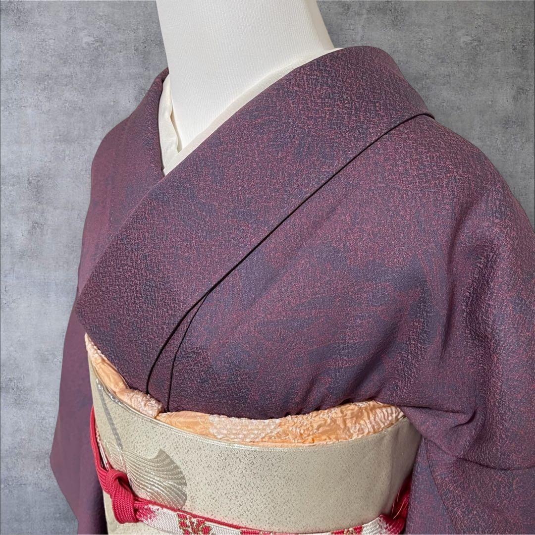 k181 単衣 色無地 洗える着物 うそつき袖 一つ紋 身丈149裄丈64.5