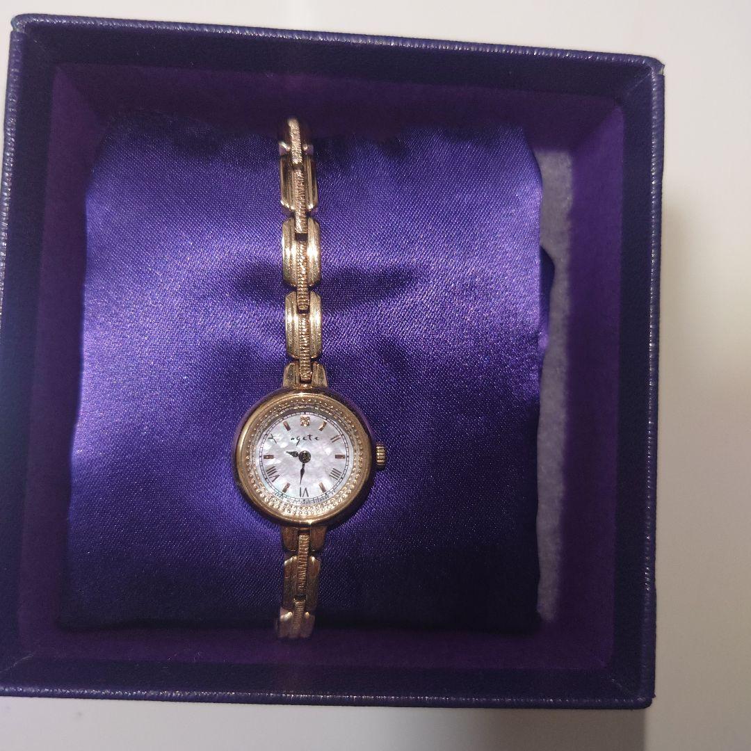 アガット　腕時計　ソーラー電池　シャンパンゴールド