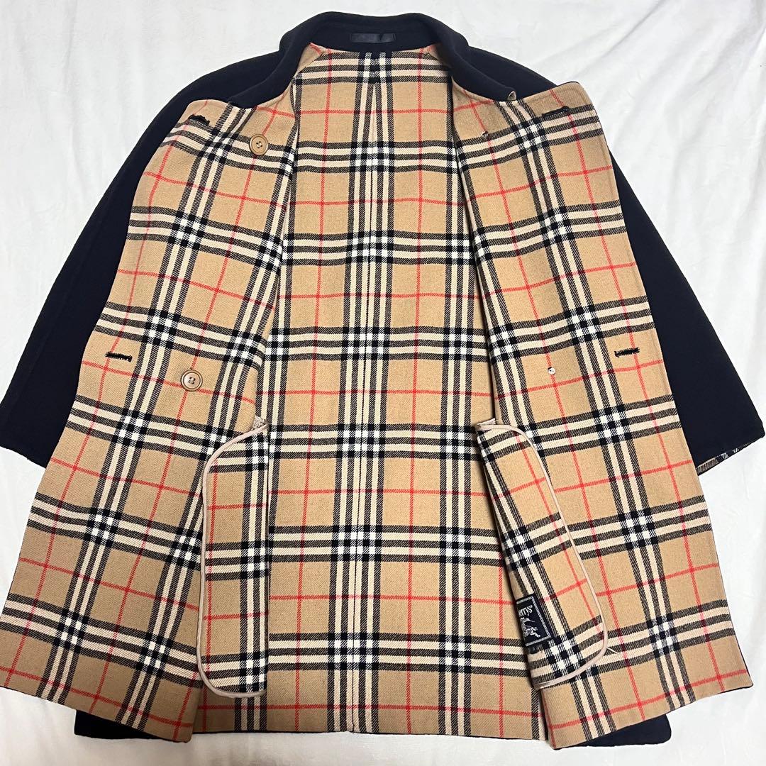 希少✨ バーバリーズ リバーコート カシミヤ混 ノバチェック 9 金ボタン 黒