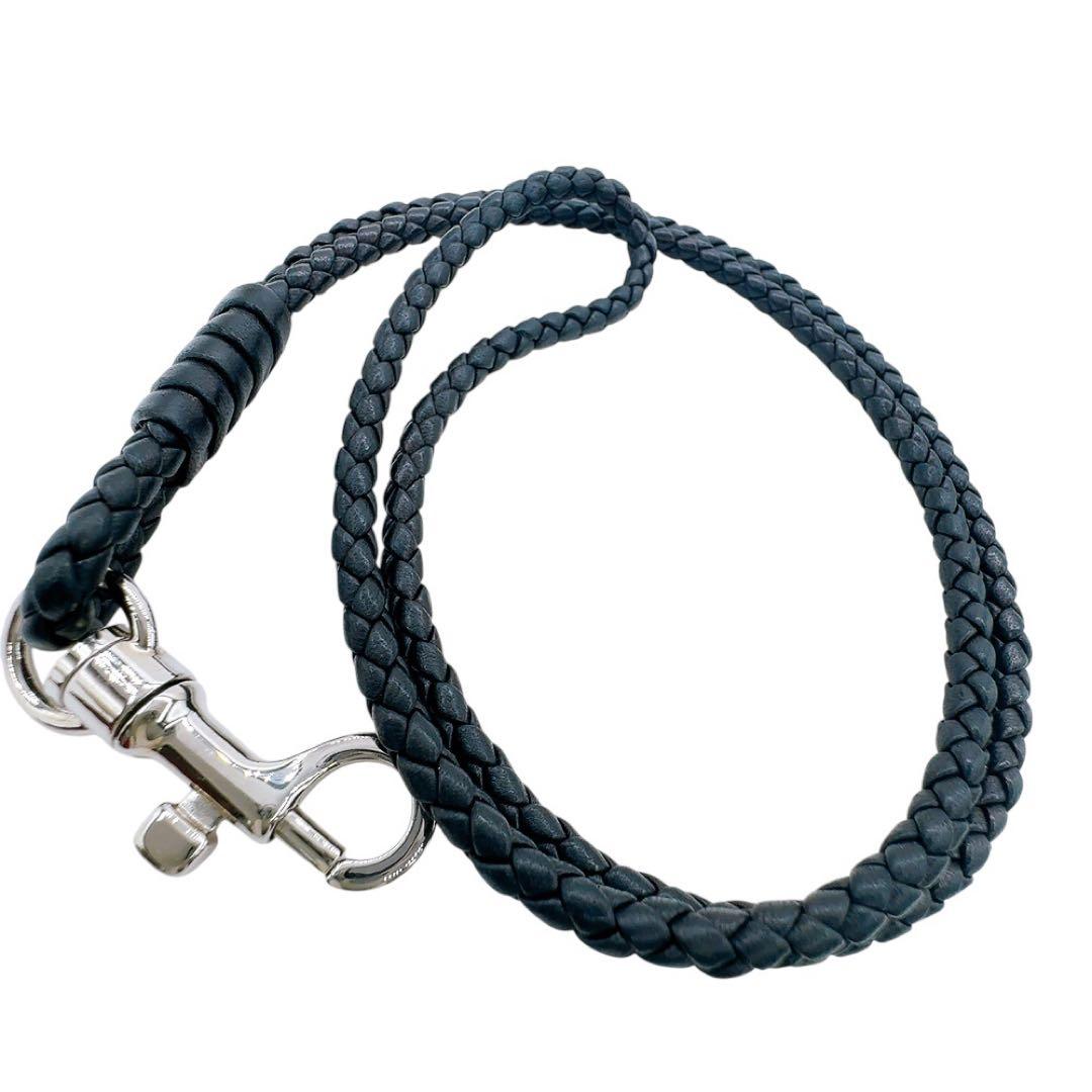 【美品】ボッテガ・ヴェネタ イントレチャート レザー ネックストラップ ブラック