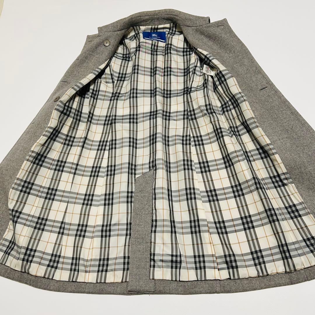 バーバリーブルーレーベル ウールコート グレー ノバチェック 40