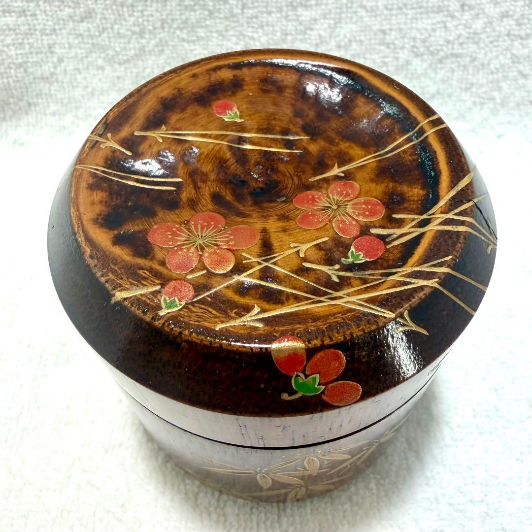 ［訳あり］茶道具 棗 竹 雪吹 松竹梅蒔絵 山本翠松作【匿名配送】