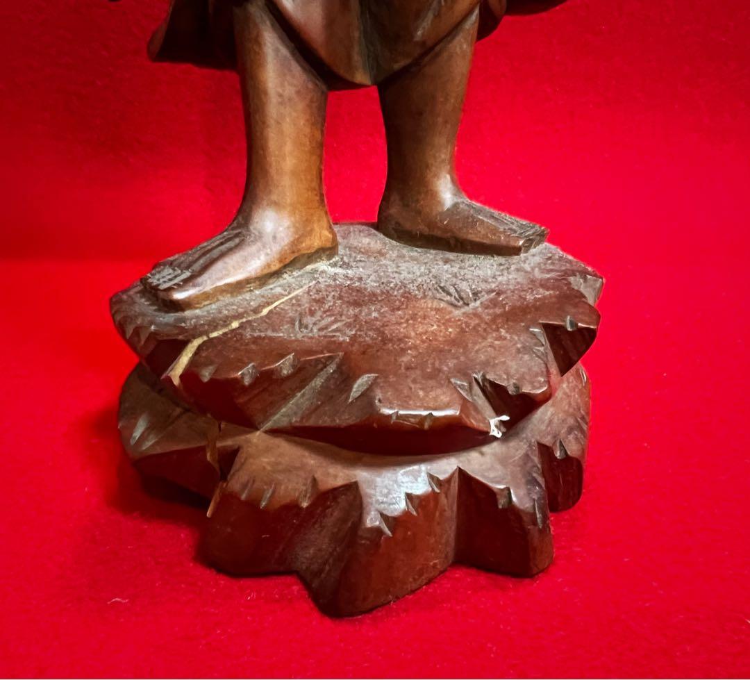 古美術 木彫 人物 漁翁 彫刻 置物 オブジェ　古道具　コレクション