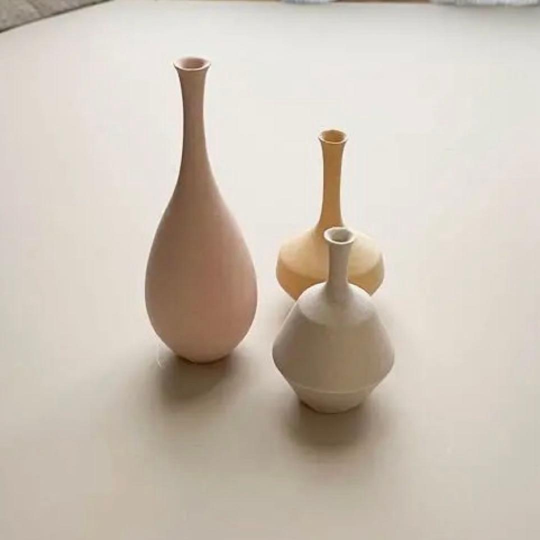 和田麻美子 花器 3点セット 一輪挿し ミニベース うつわ 作家もの 桃灰黄
