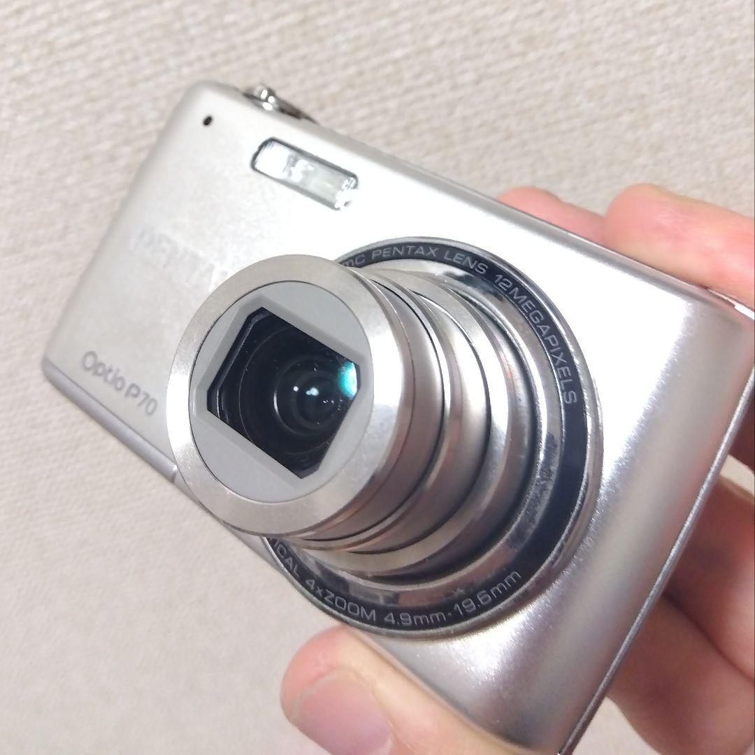 【元箱付完動品】美品◆PENTAX OptioP70◇シルバー◆コンデジデジカメ