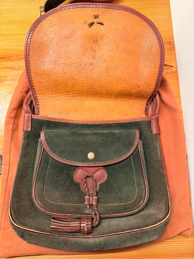 LOEWE ロエベ スエード ショルダーバッグ ヴィンテージ ロゴ金具