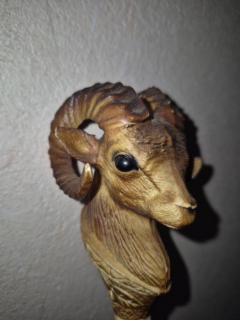 海外のお土産♡ドイツの細部彫刻靴べら、1940年、木彫り 羊？