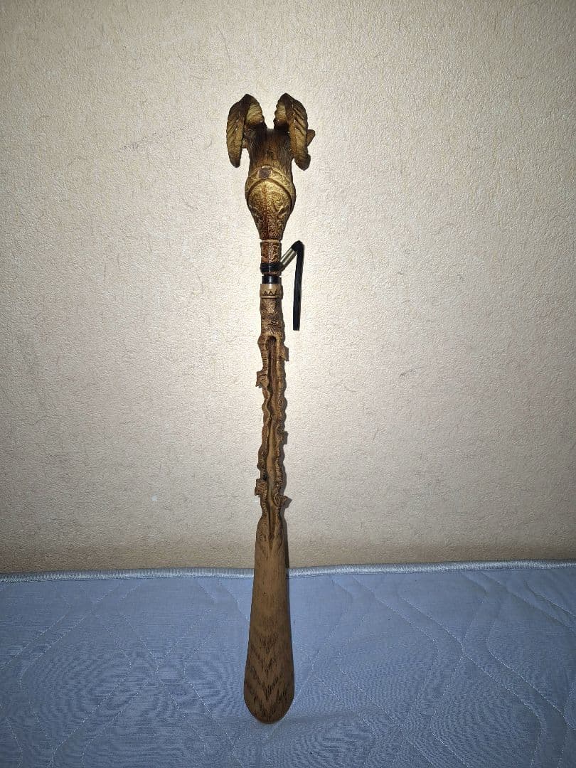 海外のお土産♡ドイツの細部彫刻靴べら、1940年、木彫り 羊？