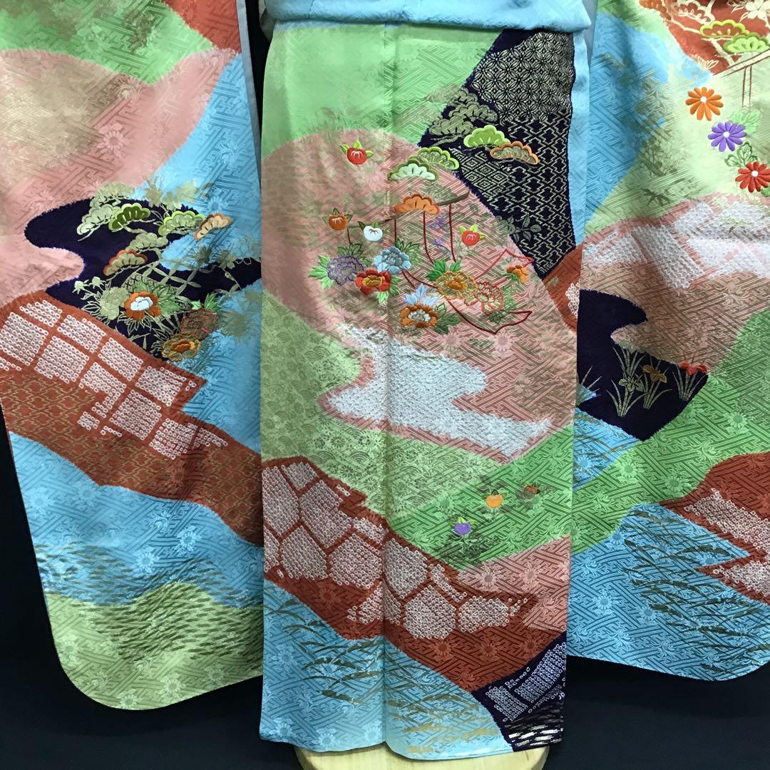 逸品 千總 京友禅 桶絞り 刺繍 絞り 振袖 川島袋帯フルセット