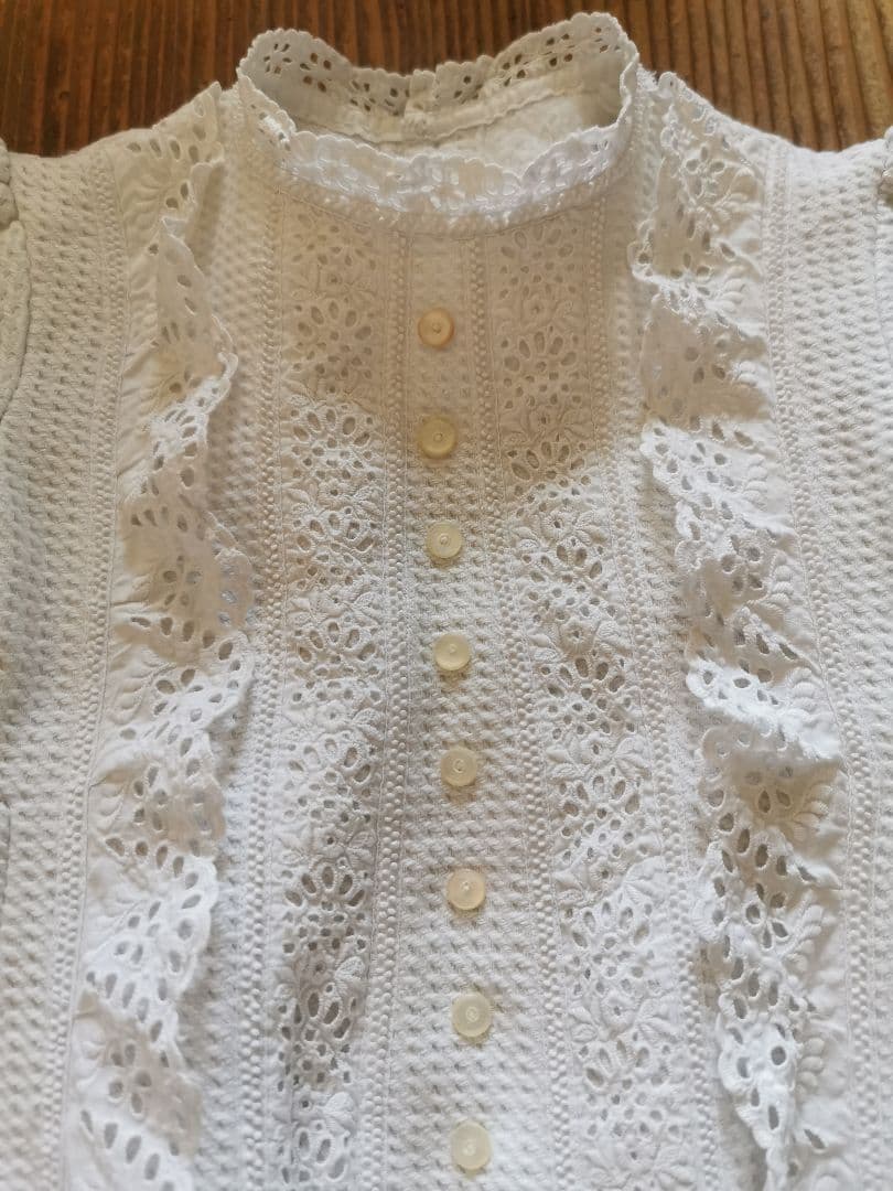 追加❁アンティークベビードレス 初宮詣 ピケドプロヴァンス パール釦ガロンレース