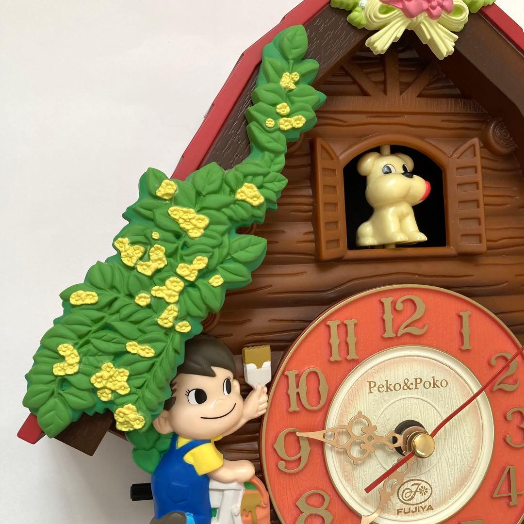 不二家　ぺこちゃん　非売品　壁掛け 時計 時報　振り子　レトロ　電池式 赤