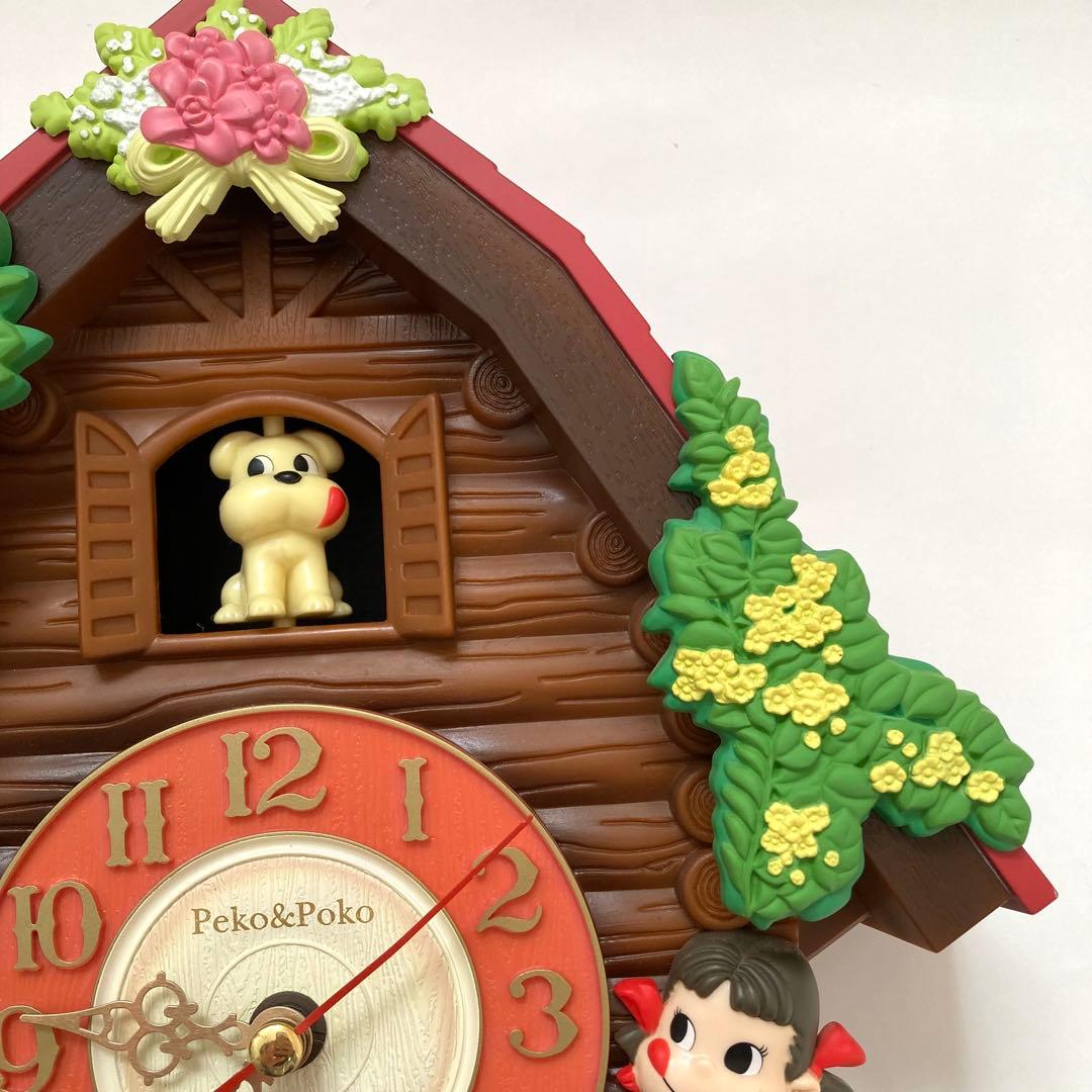 不二家　ぺこちゃん　非売品　壁掛け 時計 時報　振り子　レトロ　電池式 赤