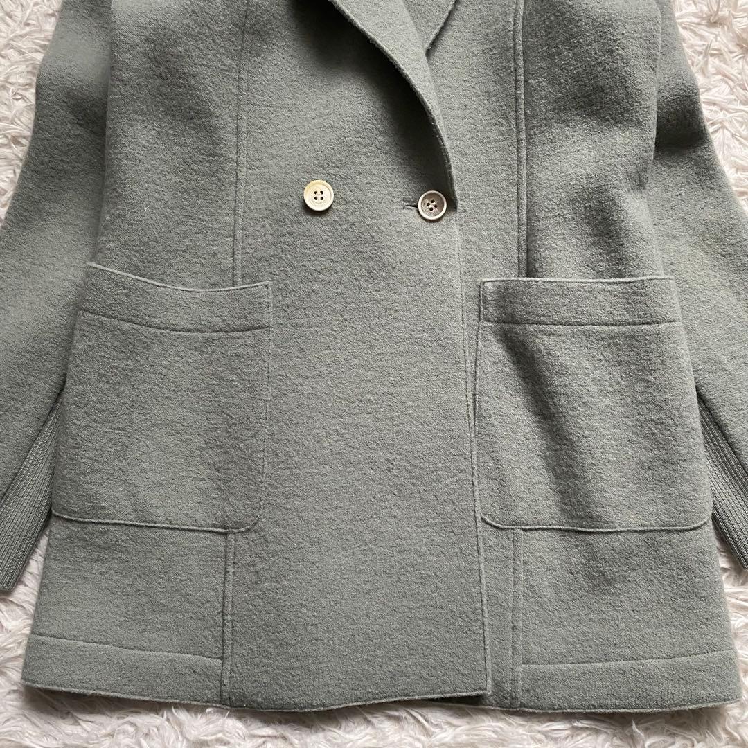 極美品■モラビト　高品質　ウール　コート　ダブルボタン　グリーン系　日本製