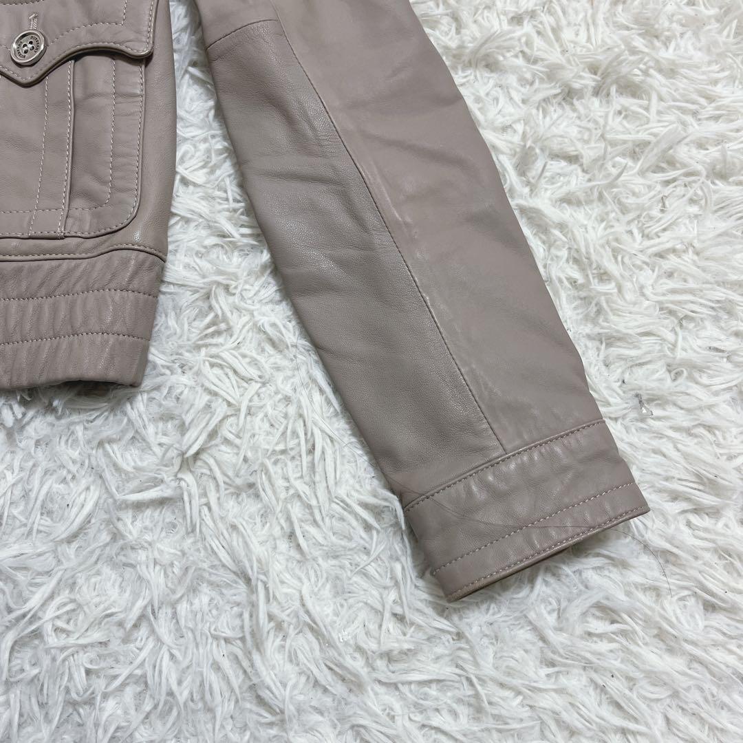 希少　バーバリーロンドン　羊革 ラムレザージャケット グレージュ　42