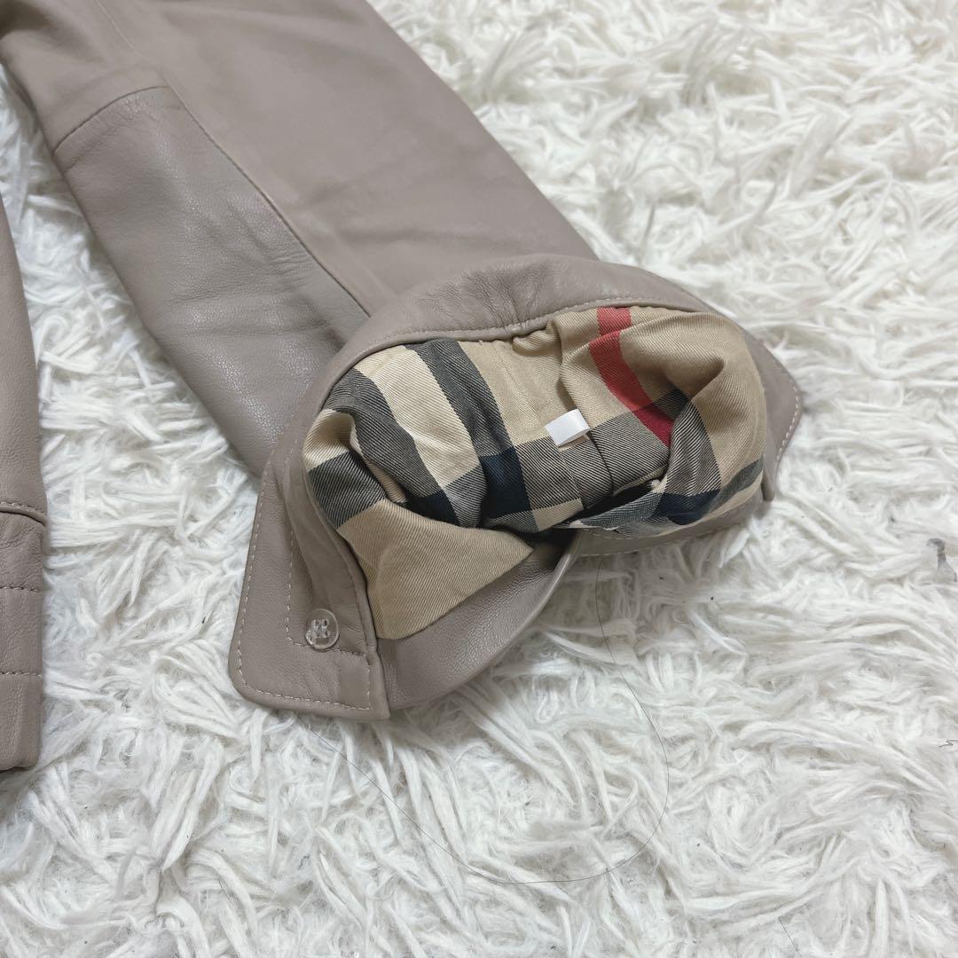 希少　バーバリーロンドン　羊革 ラムレザージャケット グレージュ　42