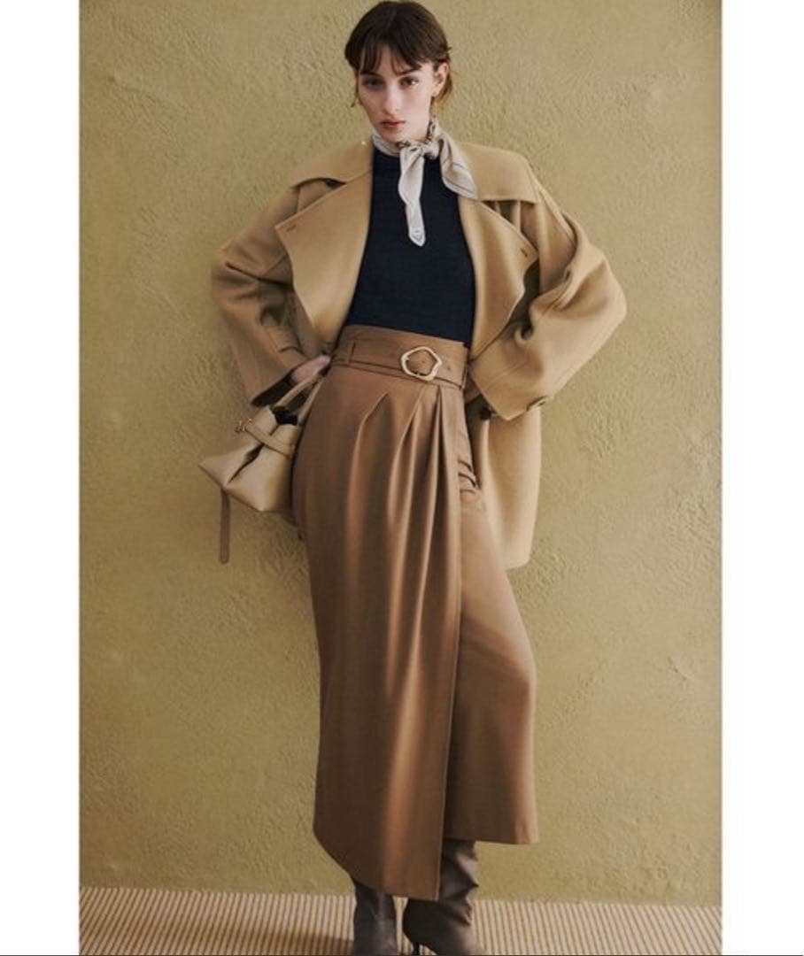 FRAY I.D ウールリバーミドルAラインコート キャメル