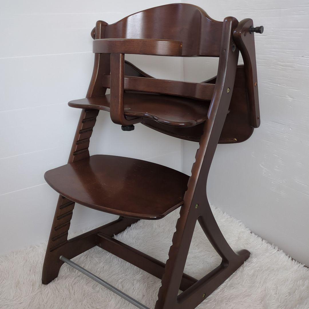 【美品 】大和屋 すくすくハイチェアテーブル＆ガード付き ブラウン