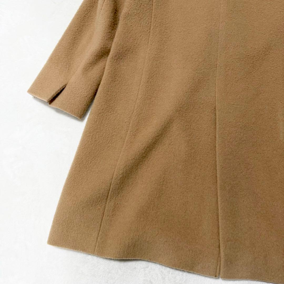 23区 アンゴラ ウール ロングコート ビーバーコート フード 38 キャメル