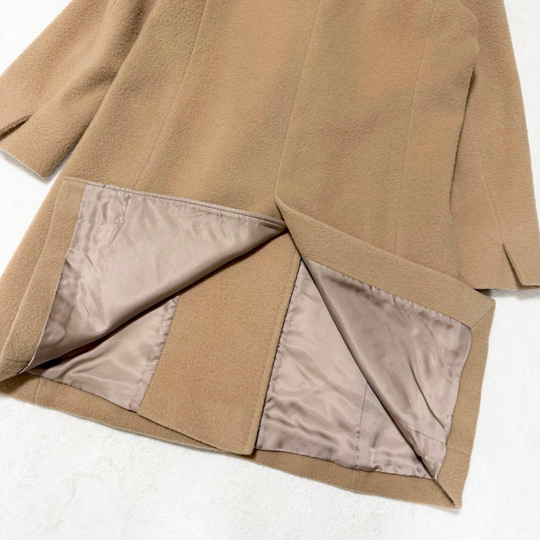 23区 アンゴラ ウール ロングコート ビーバーコート フード 38 キャメル