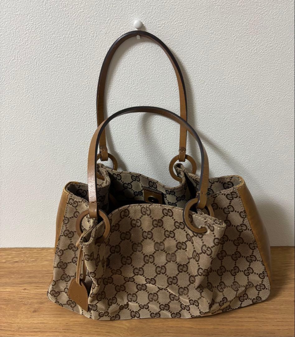 GUCCI レザーキャンバスバッグ