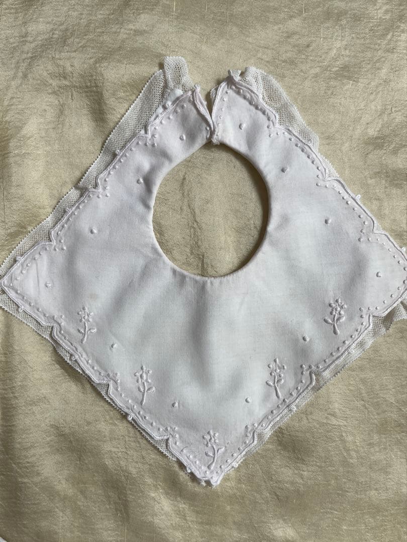 ◆SALE◆フランスアンティーク｜手作りスタイ5枚レース刺繍ドールテディベア