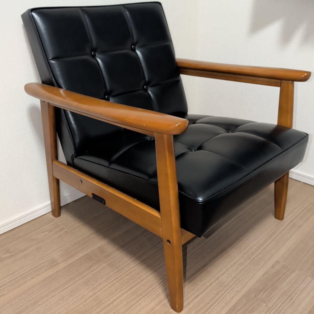 ※送料込み※美品【カリモク60】 Kチェア ソファ 1人掛け ブラック 合成皮革