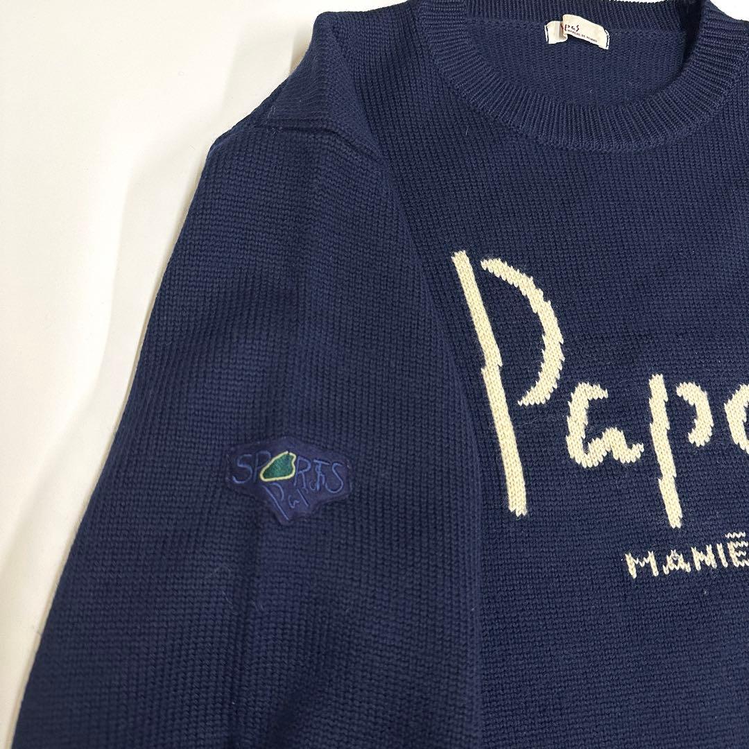 Papas パパス セーター ニット papasウールニット オールドロゴ