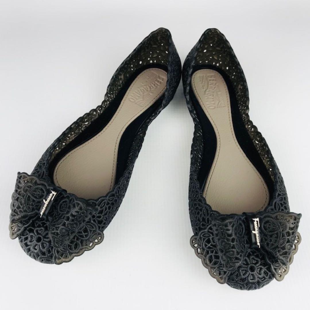 新品未使用★サルヴァトーレフェラガモ・メタルロゴ ラバー フラットシューズ(6)