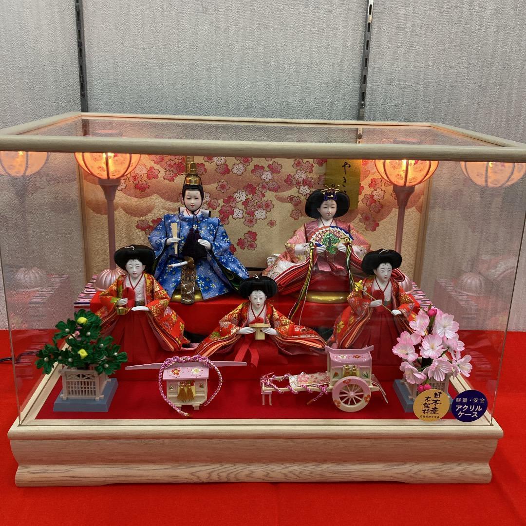 K11 親王ケース　雛飾りケース人形　雛人形五人ケース　巾53㎝位　ひな五人