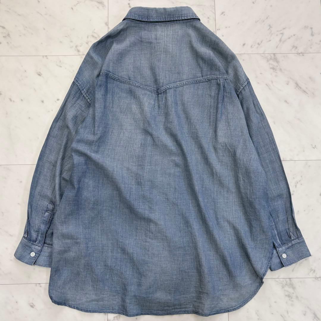 極美品✨ビアズリー　シフォンデニムシャツ　長袖シャツ　人気　ゆったり