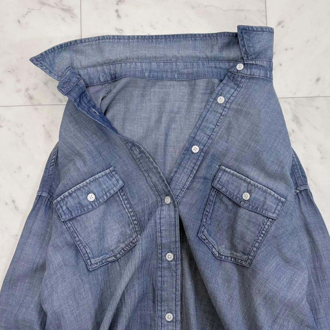 極美品✨ビアズリー　シフォンデニムシャツ　長袖シャツ　人気　ゆったり