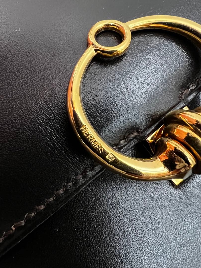 希少　エルメス　セクアナ22　ボックスカーフ　ダークブラウン　刻印不明