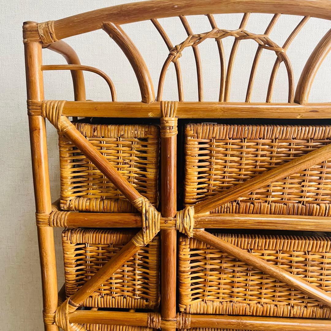 籐家具 収納ランタチェスト 昭和レトロ インテリア 棚 ラック 藤 アンティーク