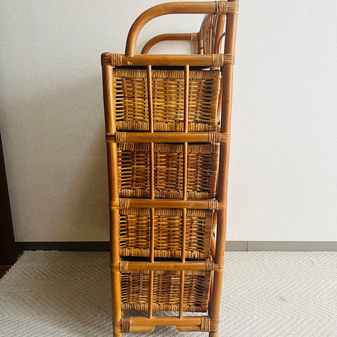 籐家具 収納ランタチェスト 昭和レトロ インテリア 棚 ラック 藤 アンティーク