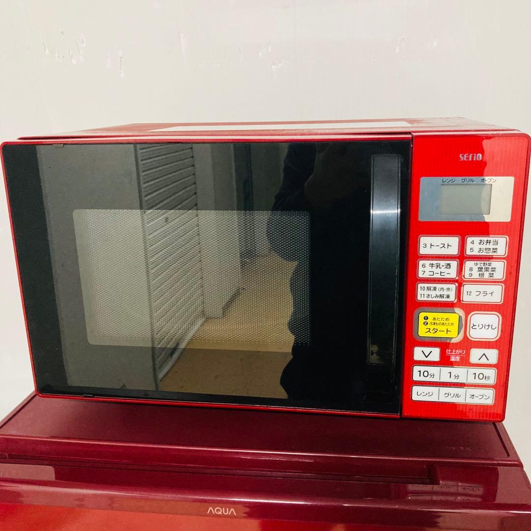 レッドで揃えたかわいい1人暮らし家電セット❗️大阪、大阪近郊配送と設置無料C