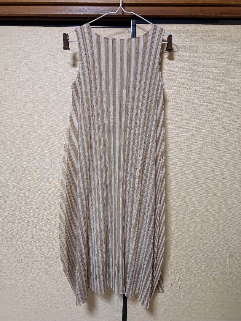 PLEATS PLEASE ストライプ ノースリーブ ワンピース サイズ2