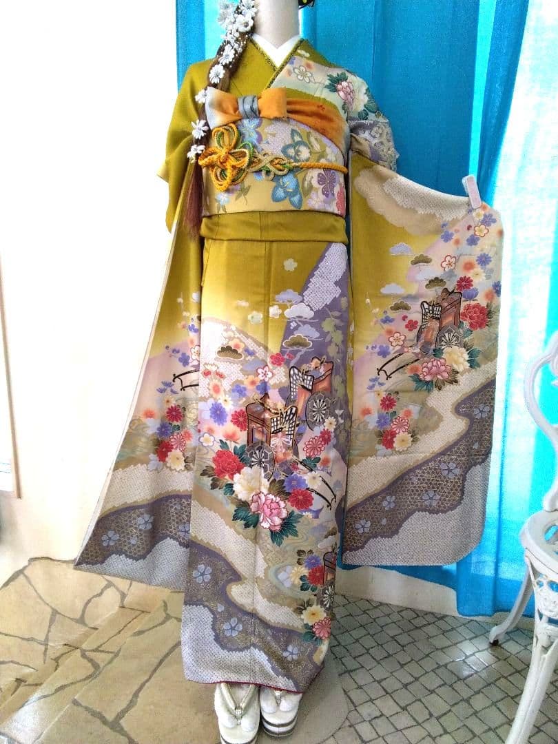 振袖フルセット、正絹振袖成人式、重ね襟、帯揚げ帯締め、西陣袋帯、襦袢、ガード加工