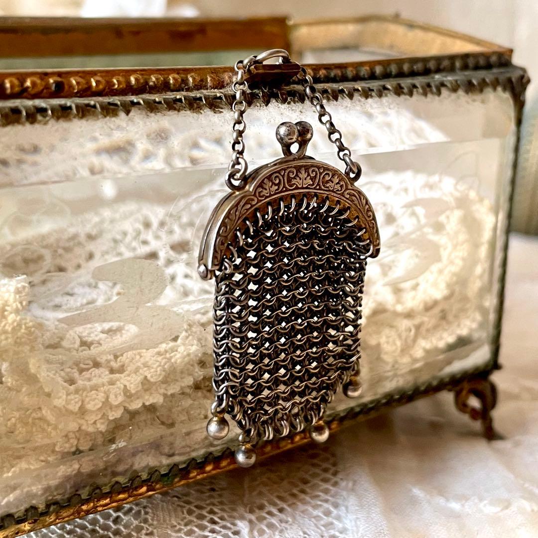 【レア】ドール用ミニがま口バッグ　チェーン付き　ミニチュア　フランスアンティーク