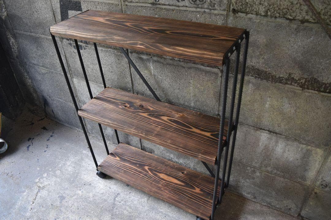 ワゴンラック　アイアンシェルフ　男前インテリア　植物ラック　多肉 0209