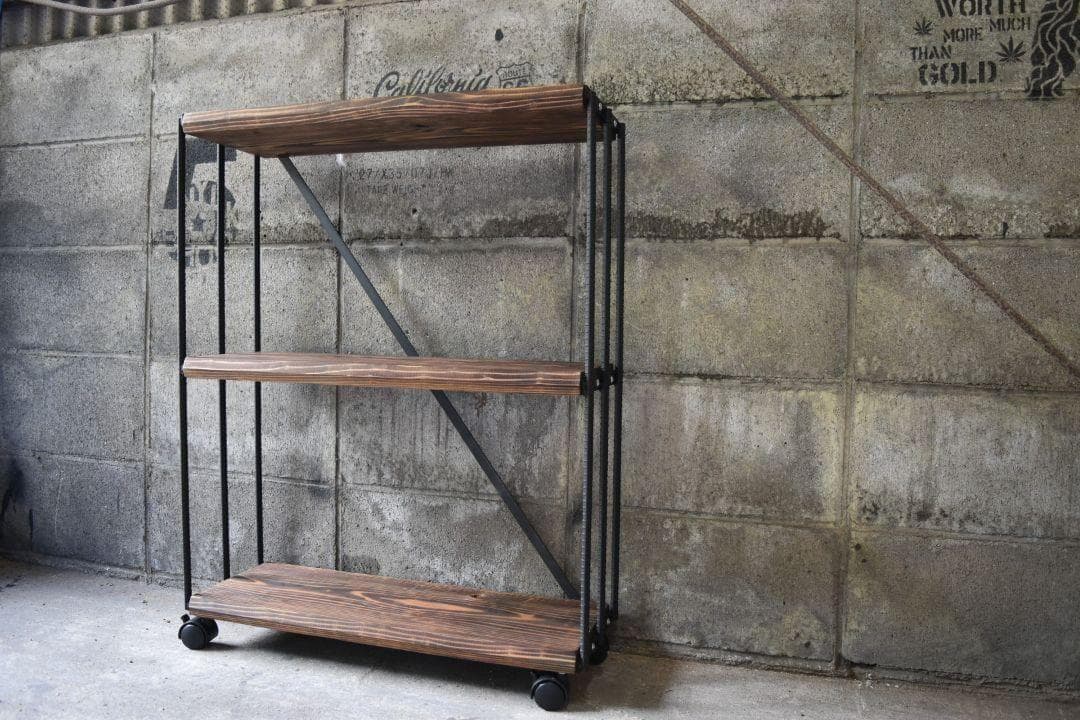 ワゴンラック　アイアンシェルフ　男前インテリア　植物ラック　多肉 0209