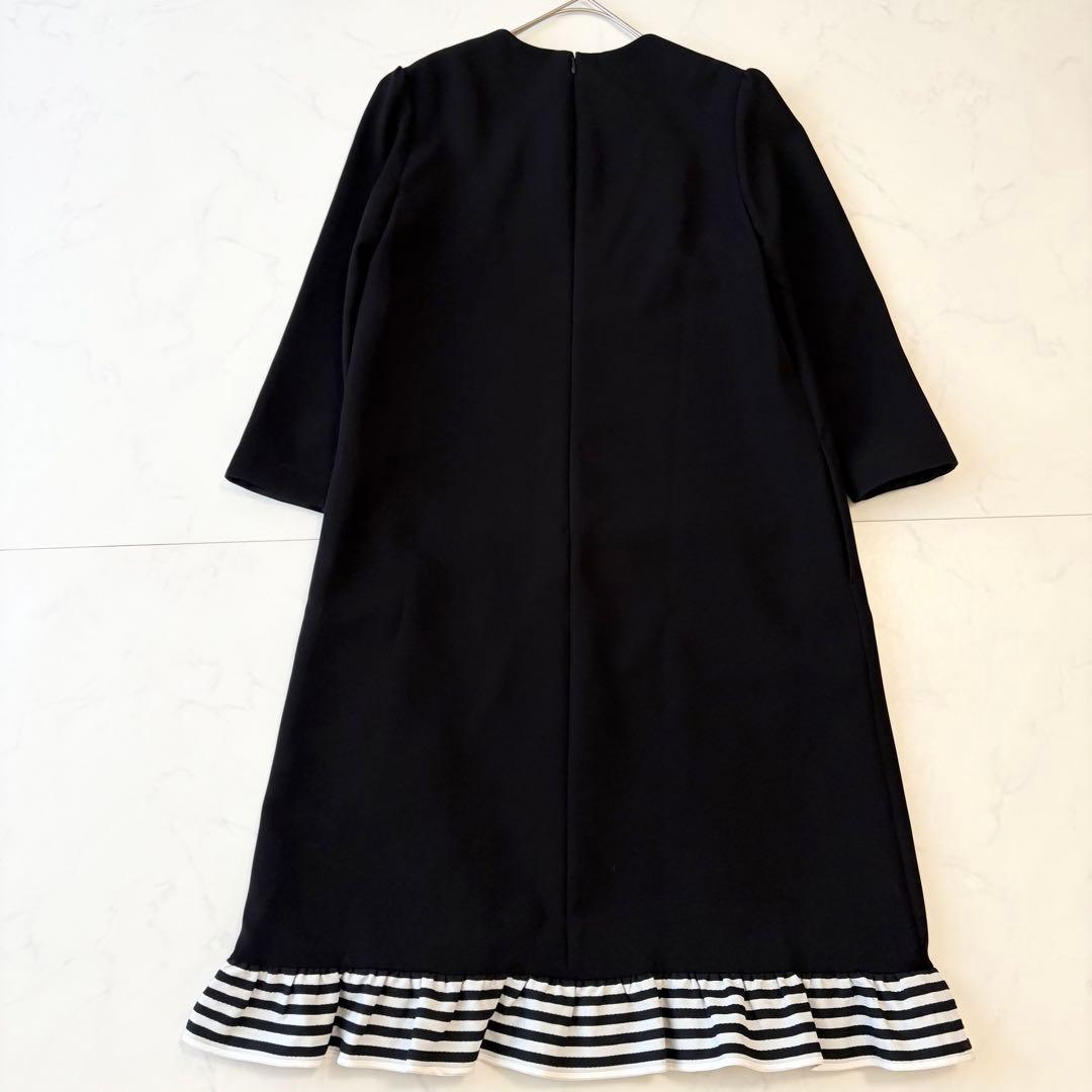 最終価格 ボーダーズアットバルコニー フリル フレア ワンピース ドレス 黒