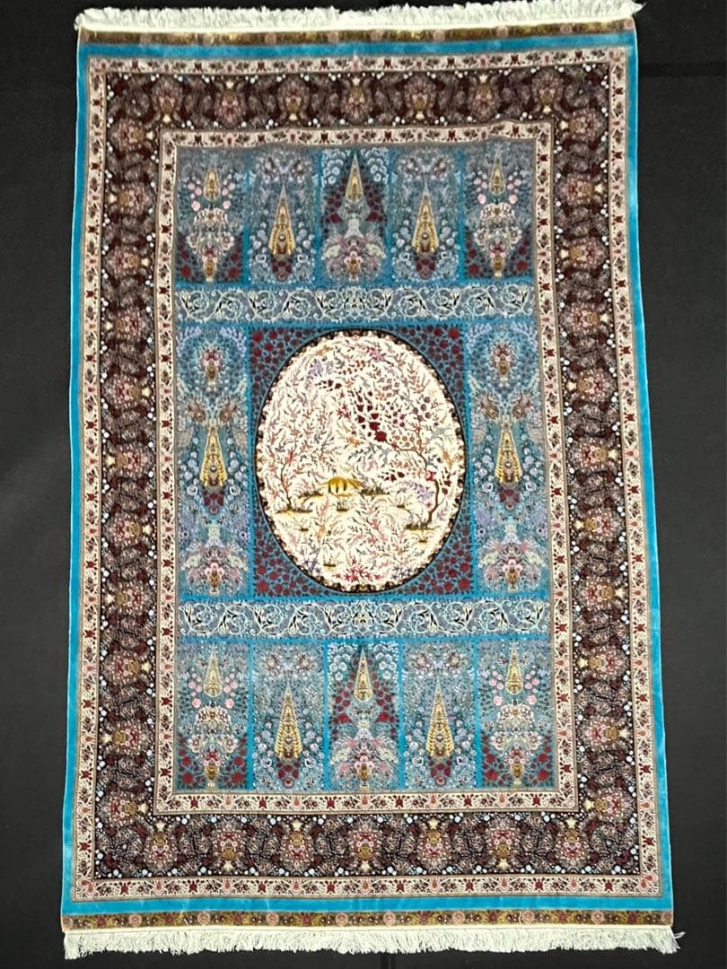 最高級特あ大判ペルシャ絨毯 イラン クム産　シルク100% 手織り289万ノット