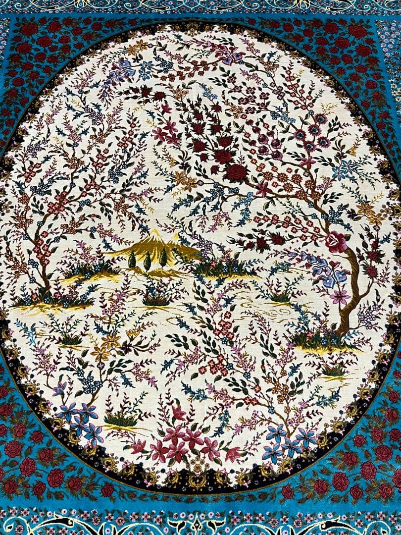 最高級特あ大判ペルシャ絨毯 イラン クム産　シルク100% 手織り289万ノット