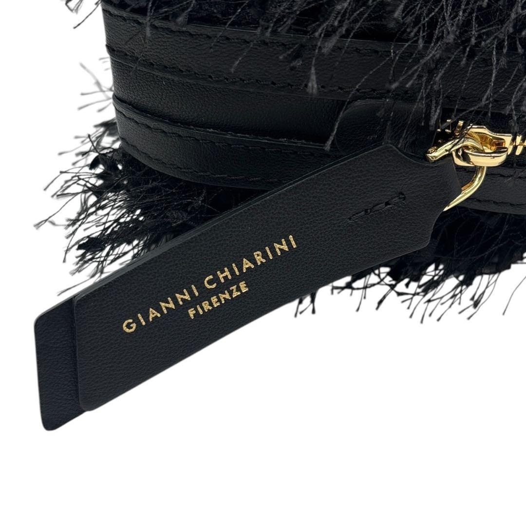 極美品◎ジャンニキャリーニ アリファ 斜めがけ可 ショルダーバッグ フリンジ 黒