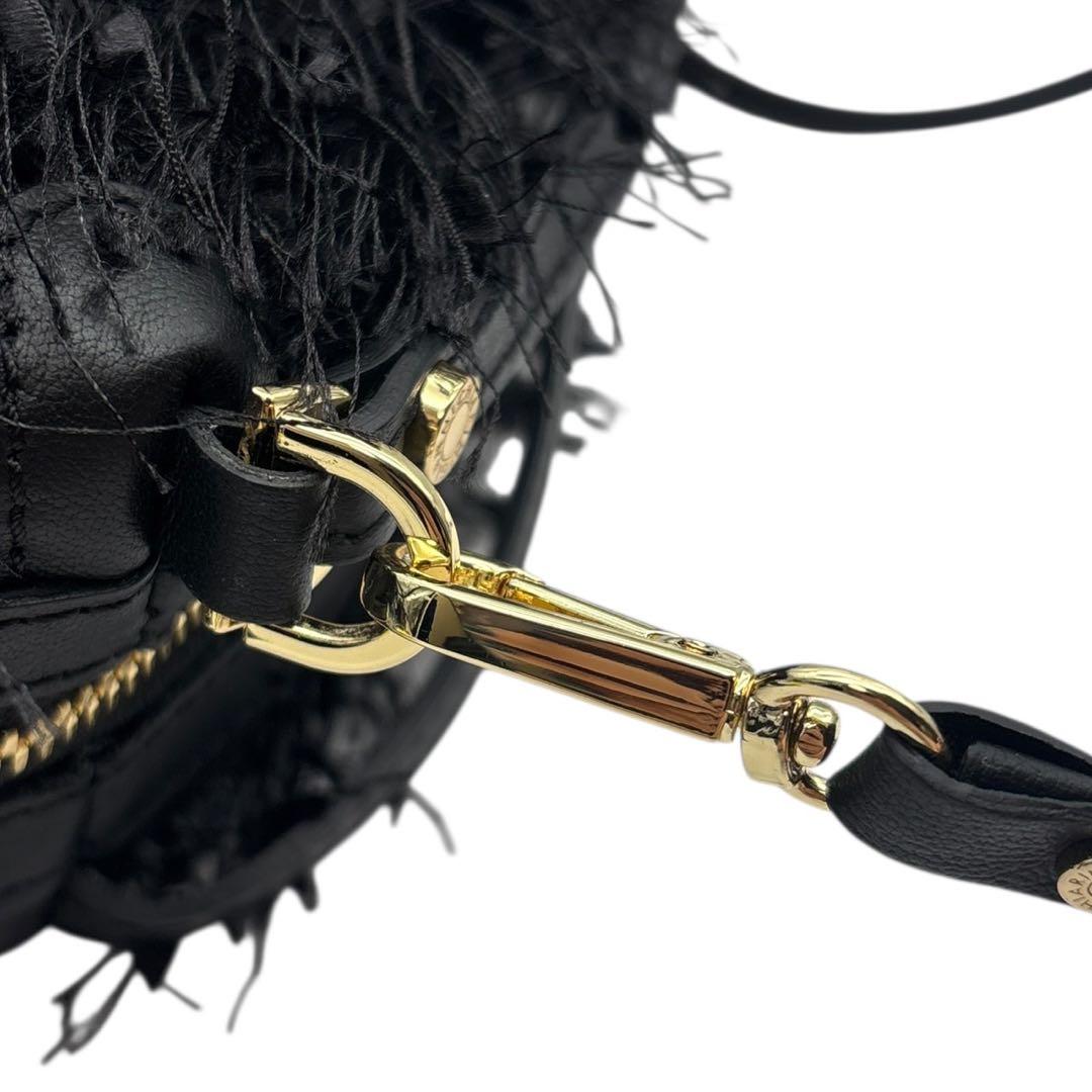 極美品◎ジャンニキャリーニ アリファ 斜めがけ可 ショルダーバッグ フリンジ 黒