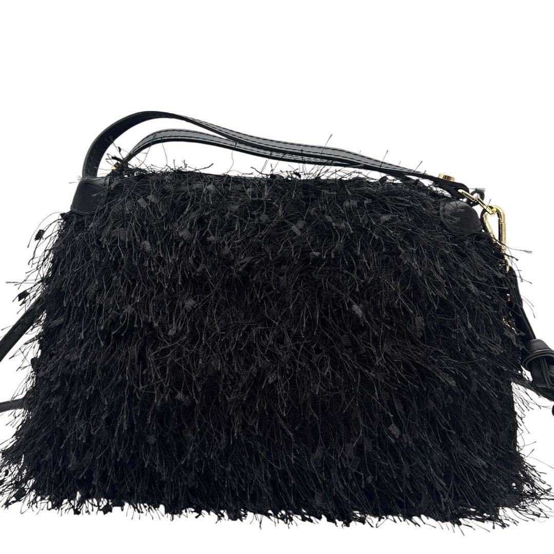 極美品◎ジャンニキャリーニ アリファ 斜めがけ可 ショルダーバッグ フリンジ 黒