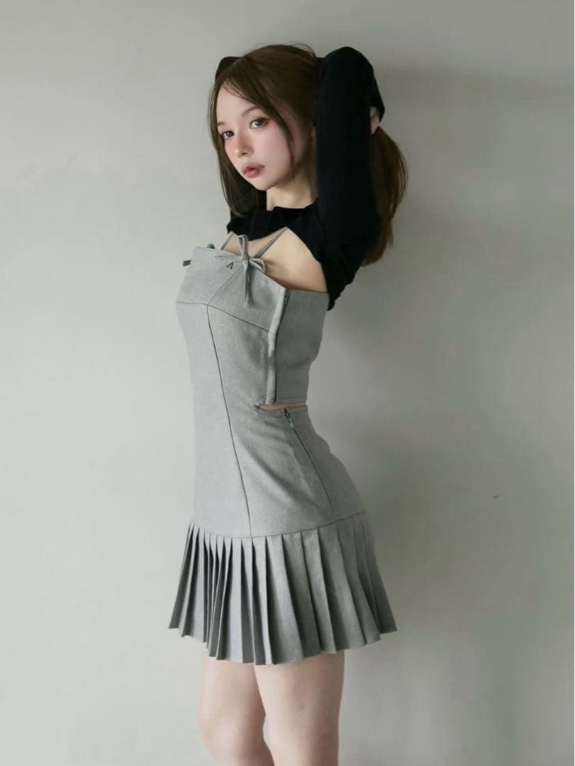 ANDMARY ニットセットミニドレス グレー